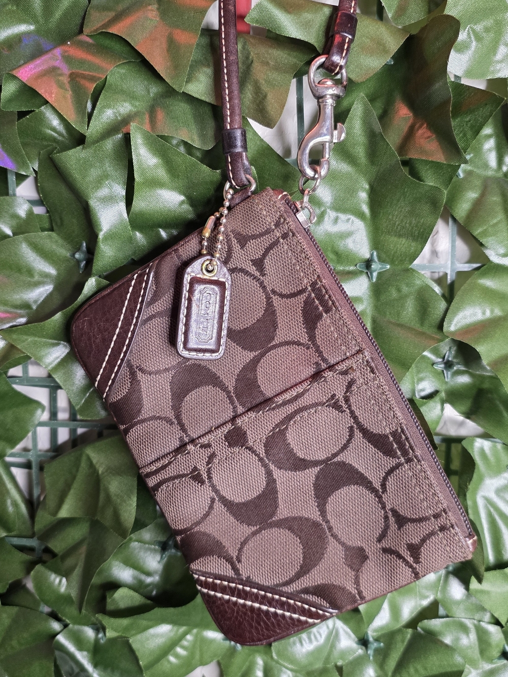 Coach Brown Signature Wristlet Wallet